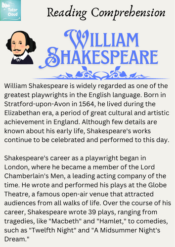 William Shakespeare – Reading Comprehension