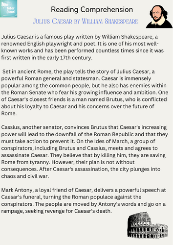 Julius Caesar by William Shakespeare – Reading Comprehension