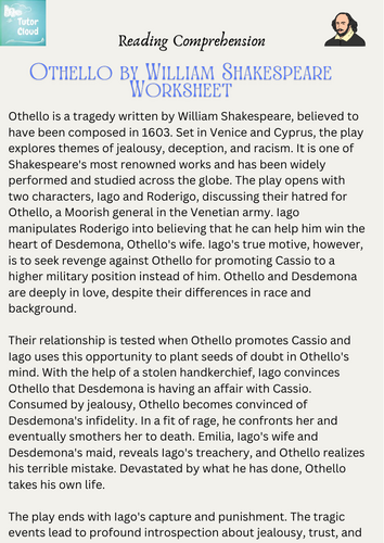 Othello by William Shakespeare – Reading Comprehension