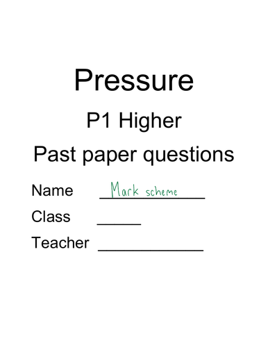 CCEA DAS: Physics P1 Pressure Questions and solutions