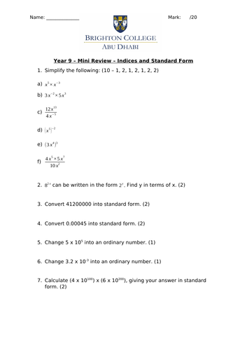 Year 9 and 10 GCSE mini assessments | Teaching Resources