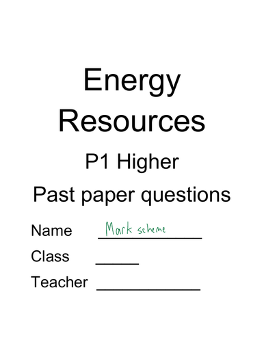 CCEA DAS: Physics P1 Energy Resources Questions and solutions