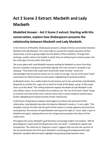 Modelled Answer - Act 2 Scene 2 Macbeth William Shakespeare