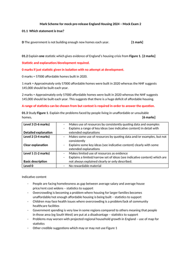aqa gcse geography paper 2 2024 mark scheme