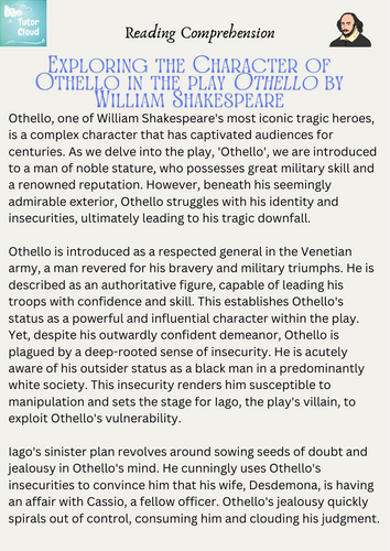 Exploring the character of Othello in Othello by William Shakespeare