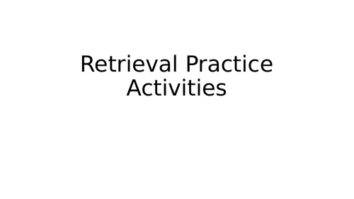 Retrieval Practice Activities | Teaching Resources