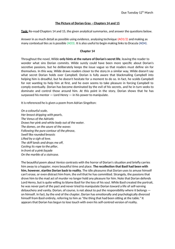 The Picture of Dorian Gray - Chapter 14 and 15 Notes (Analysis & Links ...