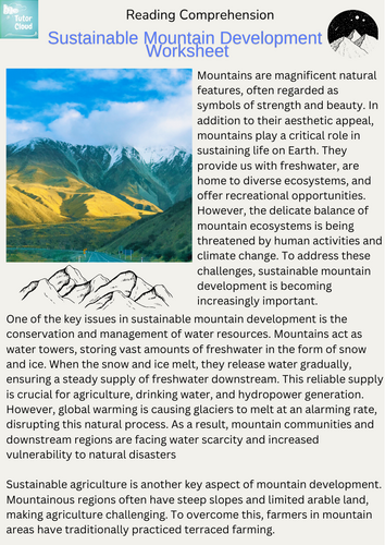 Sustainable Mountain Development Worksheet