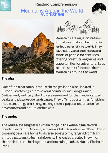 Mountains around the World Worksheet