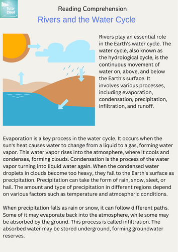 Rivers and the Water Cycle Worksheet