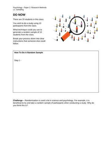 L2: Sampling - Research Methods AQA Psychology | Teaching Resources