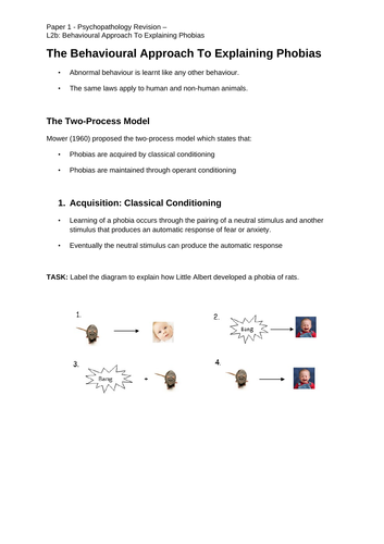 L2: Explanations Of Phobias - Psychopathology - AQA Psychology ...