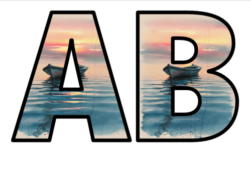 Boat in Ocean Portrait Lettering Whole Alphabet Letter Set Numbers ...