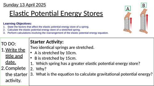 AQA GCSE Combined Science Physics: Elastic Potential Energy Stores: Complete Lesson