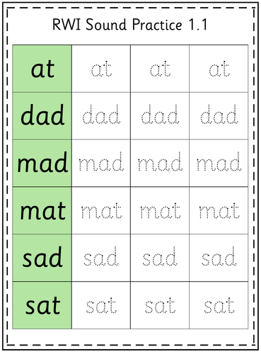 RWI Green Words Practice Booklet | Teaching Resources