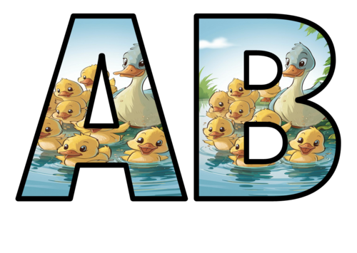 Ducks and Ducklings Lettering Set Whole Alphabet Letter Set Numbers ...