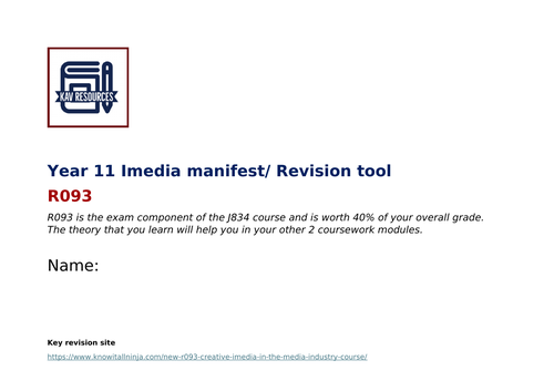 R093 Imedia manifest/ Revision tool for students | Teaching Resources
