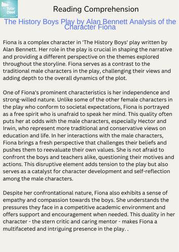 The History Boys Play by Alan Bennett Analysis of the Character Fiona Reading Comprehension