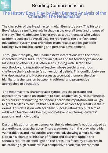 The History Boys Play by Alan Bennett Analysis of the Character The Headmaster