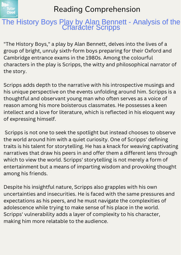 The History Boys Play by Alan Bennett - Analysis of the Character Scripps