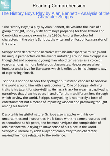 The History Boys Play by Alan Bennett Analysis of the Character Scripps Reading Comprehension