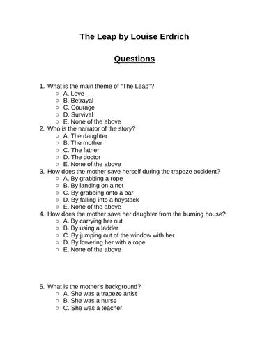 The Leap. 30 multiple-choice questions (Editable)