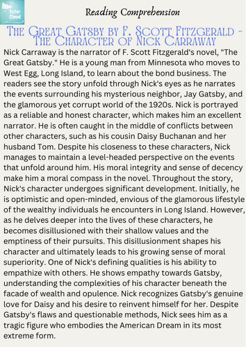 The Great Gatsby by F. Scott Fitzgerald - The Character of Nick Carraway