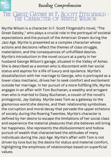 The Great Gatsby by F. Scott Fitzgerald - The Character of Myrtle Wilson