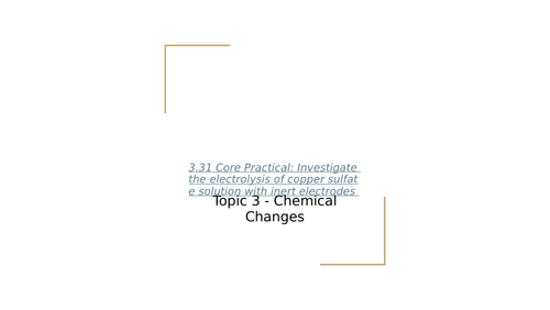 3.31a Core Practical Investigating Electrolysis with inert electrodes