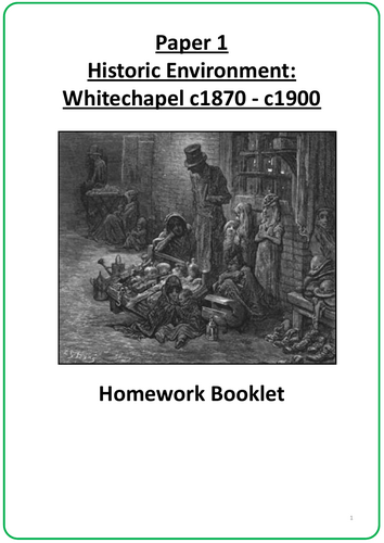 Edexcel / Pearson GCSE History Paper 1 Whitechapel homework booklet ...