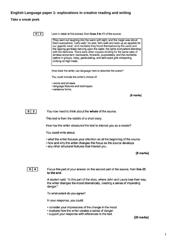 AQA English Language paper 1 WTM (Walking talking mock) 2024 with ...