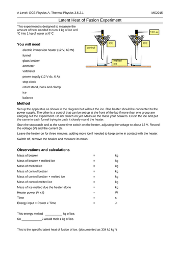 Practical: Experiment to find the Latent Heat of Fusion of Water using a Voltmeter and Ammeter