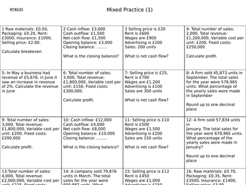 Paper 1 Calculations Questions & Answers - GCSE Edexcel Business ...