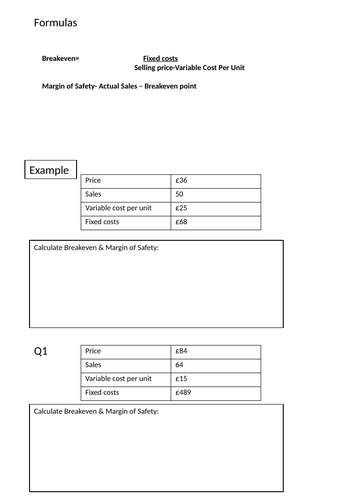 Paper 1 Calculations Questions & Answers - GCSE Edexcel Business ...