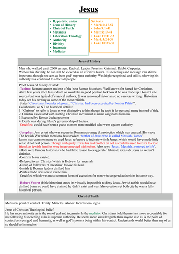 A* OCR Religious Studies DCT Revision: The Person of Jesus