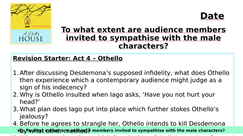 A Doll's House A Level NEA SOW 2024 Teaching Resources