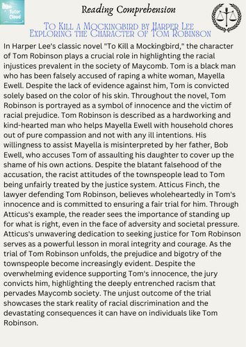 To Kill a Mockingbird: Exploring the Character of Tom Robinson
