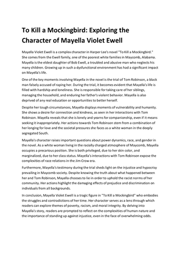 To Kill a Mockingbird: Exploring the Character of Mayella Violet Ewell