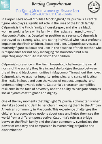 To Kill a Mockingbird by Harper Lee The Character of Calpurnia
