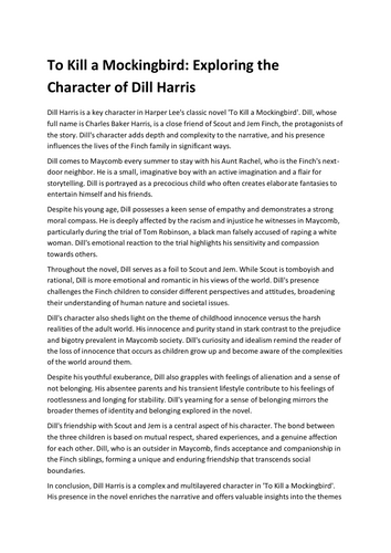To Kill a Mockingbird: Exploring the Character of Dill Harris