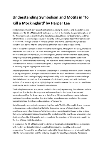 Understanding Symbolism and Motifs in 'To Kill a Mockingbird' by Harper Lee