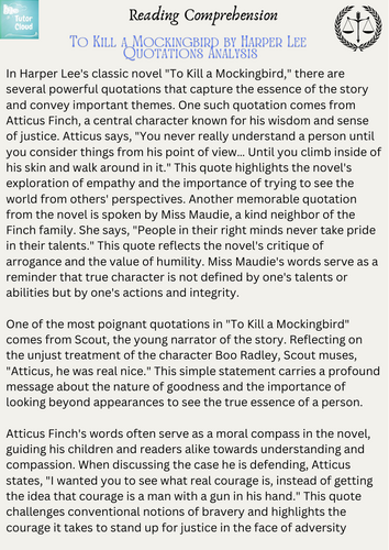 To Kill a Mockingbird by Harper Lee Quotations Analysis