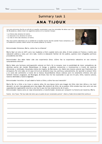 Spanish A level -Summary task 1