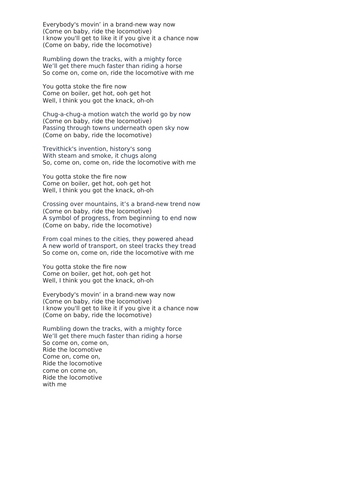 History of transport song The Locomotive for trains - Lyrics and Backing track (The Lococmotion ...
