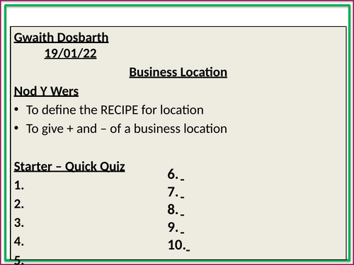17. Business Location (part 2) | Teaching Resources