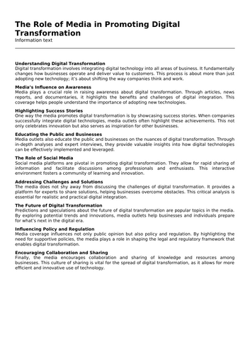 The Role of Media in Promoting Digital Transformation | Teaching Resources
