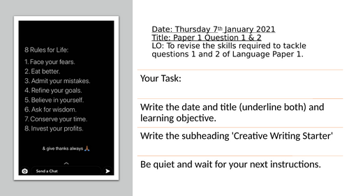 Language Paper 1 Revision SOW | Teaching Resources