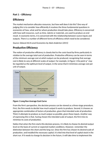A Level Economics - Efficiency | Teaching Resources