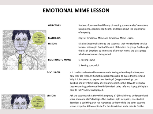 Emotions (expressing) Mime Group Activity and Lesson Plan (US ...