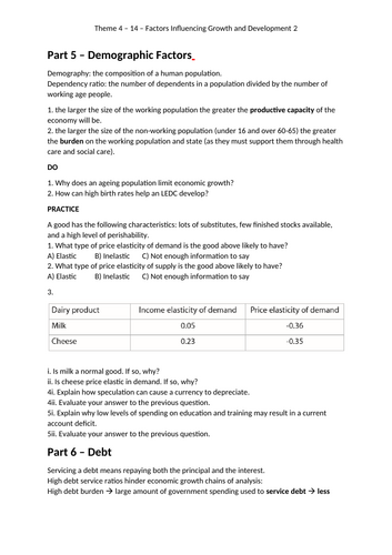 A Level Economics - Factors Influencing Growth and Development ...